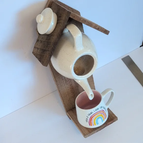 Handcrafted Rustic Wooden Bird Feeder Somewhere Over The Rainbow - Picture 2 of 16
